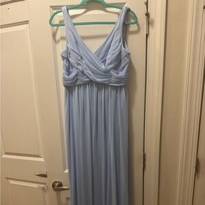 NWT Davids Bridal Ice Blue Long Cowl Back Detail Dress Size 12